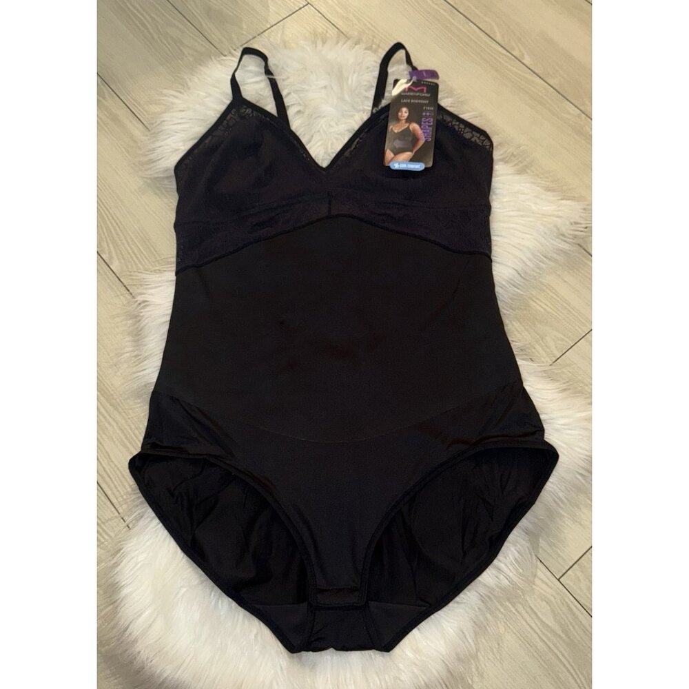 Maidenform DMS097 Lace Tame Your Tummy Bodysuit Shapewear Womens 2XL XXL Black